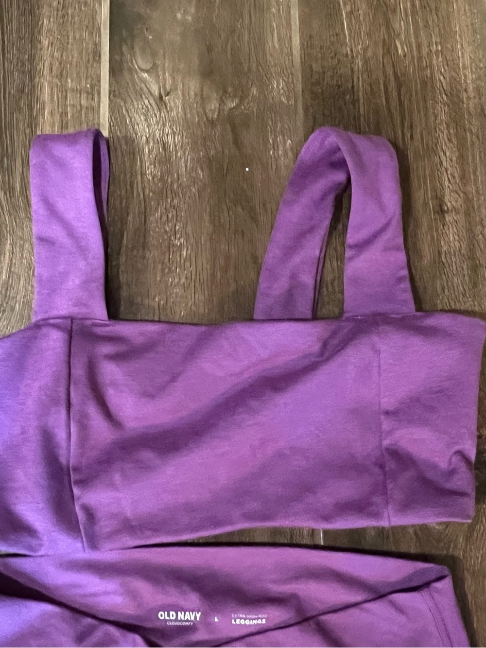 Women's High-Waist Purple Leggings/Sports bra set. - Picture 4 of 5